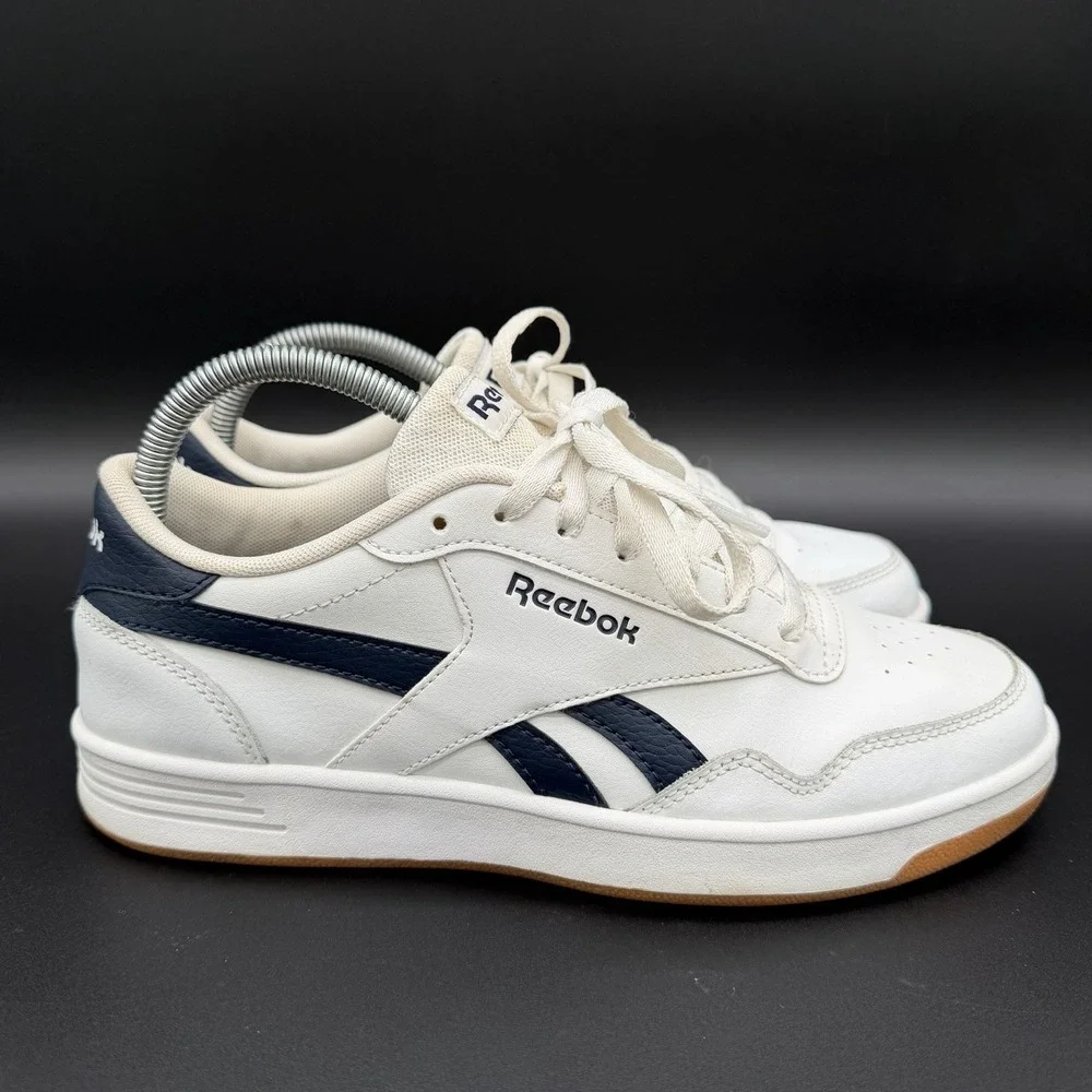 Reebok Royal Techque Mens Size 7 White Navy Casual Leather Shoes Sneakers